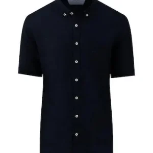 Fynch Hatton Linneskjorta kort ärm navy