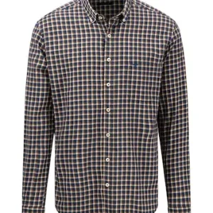 Fynch Hatton flanell skjorta combi check camel