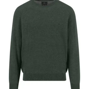 Fynch Hatton tröja rund hals Merino Cashmere grön