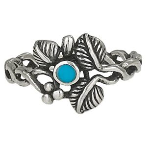 Silverring med Turquoisesten och silverblad